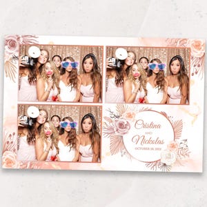 Wedding Photobooth Template | Rustic Boho Wedding Photo Booth Template | 4x6 Photobooth Overlay | Elegant Floral Wedding