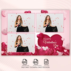 Herzen Valentinstag Photobooth Template, Valentinstag Photobooth Template, Herzen Photobooth Template 10x15, Postkarte