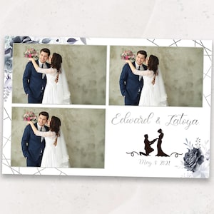 Wedding Photo Booth Template | 4x6 Layout with Modern Floral & Silhouette Design | Photobooth Overlay | PNG, PSD Instant Download