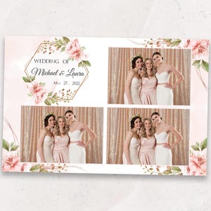 Wedding Photobooth Template | Elegant Photo Booth Template | 4x6 Photo Booth Overlay | Blush Pink Flowers | Soft Greenery | Instant Download