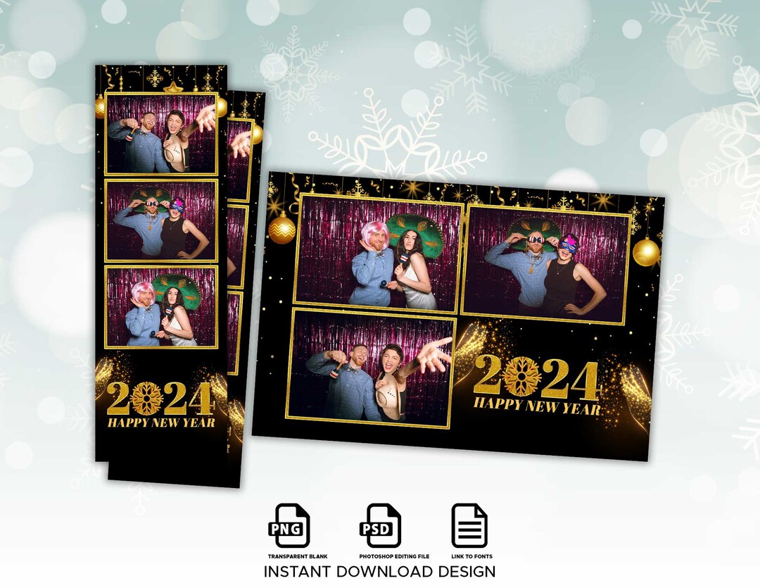 New Year Photo Booth Template, New Year Photobooth Templates, 4x6 Photo ...