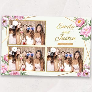 Photobooth Template | Pink Peony Floral Wedding Photo Booth Template | Bridal Shower | PNG, PSD Instant Download