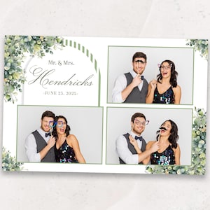 Modèle Photobooth | Modèle de photomaton de mariage eucalyptus | Superposition de photomaton 4 x 6 | Mariage moderne élégant | PNG, PSD Téléchargement instantané