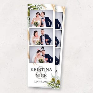 Elegant Minimalist Wedding Photo Booth Template | 2x6 Strip Photobooth Overlay | Greenery Wedding Template | PNG, PSD Instant Download