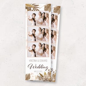 Wedding Photobooth Template | Boho Rustic Wedding Photo Booth Template | 2x6 Strip | Photobooth Overlay | Elegant Floral Wedding Template