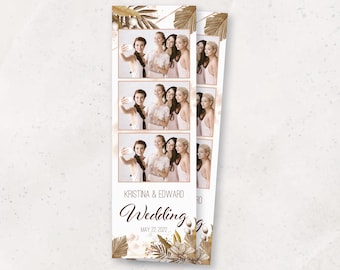 Wedding Photobooth Template | Boho Rustic Wedding Photo Booth Template | 2x6 Strip | Photobooth Overlay | Elegant Floral Wedding Template
