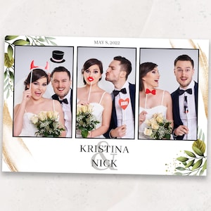 Elegant Minimalist Wedding Photo Booth Template | 4x6 Photobooth Overlay | Greenery Wedding Template | PNG, PSD Instant Download