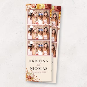 Fall Wedding Photobooth Template | Autumn Flora Photo Booth Template | 2x6 Photo Booth Overlay | Editable PSD | Rustic Boho Wedding
