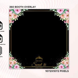 Sweet Sixteen 360 booth overlay, sweet 16 360 Booth Template, 360 Booth, Photobooth template, Boomerang Overlay, Quinceañera 360 Overlay