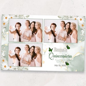 PhotoBooth Template | Quinceanera Photo Booth Template | 4x6 Photo Booth Overlay | Birthday | Sweet 16 | Chamomile | Butterflies