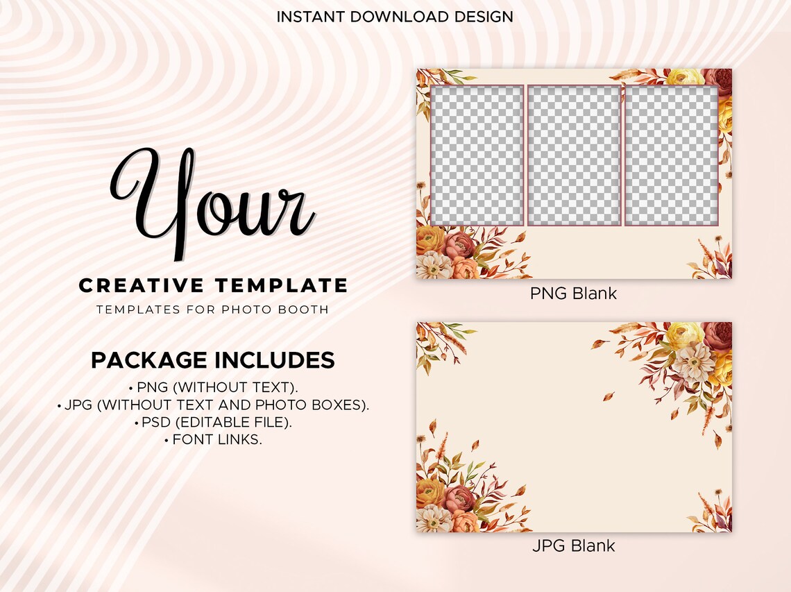 Autumn Photo Booth Template, Autumn Wedding Photo Booth Template, Photo ...