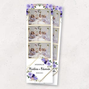 Photobooth Template | Purple Floral Wedding Photo Booth Template | Elegant Lavender Photobooth Overlay | 2x6 Strip