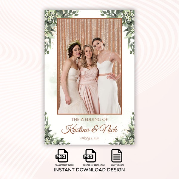 Photo booth Template, Wedding Photo Booth Template, Photo Booth Template Wedding, 4x6 Selfie, Gold Wedding photobooth templates, Gold Floral