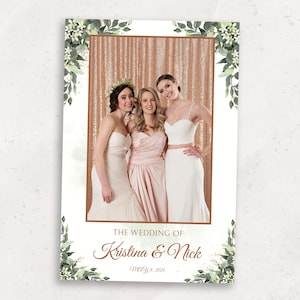 Wedding Photobooth Template | Elegant Greenery Wedding Photo Booth Template | Watercolor Floral Photo Boooth Overlay | 4x6 | Bridal Shower