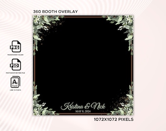 360 Overlay, Wedding 360 Booth Overlay , Flowers 360 Photo Template, 360 Spinner Overlay, Sweet 16 Overlay, 360 Video Overlay
