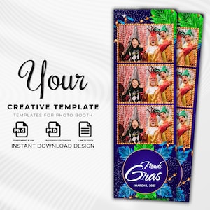 Mardi Gras Photo Booth sjabloon, carnaval Photo Booth sjabloon, partij Photo Booth sjabloon, photobooth sjabloon, photo booth overlay, 2x6