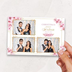 Mall för fotobås: 4x6 fotobåsöverlägg för körsbärsblommor, Sweet 16