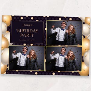 Elegant Birthday Photo Booth Template | Black & Gold Party Photobooth Frame | Luxury Birthday Overlay | 4x6 PSD Template | Photobooth Layout