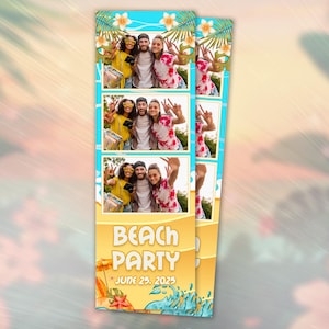 Summer Photobooth Template, Beach Party, Summer Party, Photo Booth Template, Sea Beach Theme, 2x6 strip, Overlays, Tropical