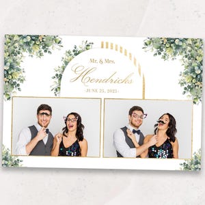 Photobooth Template | Elegant Greenery Wedding Photo Booth Template | 4x6 Wedding Photo Booth Overlay | Modern Floral Wedding