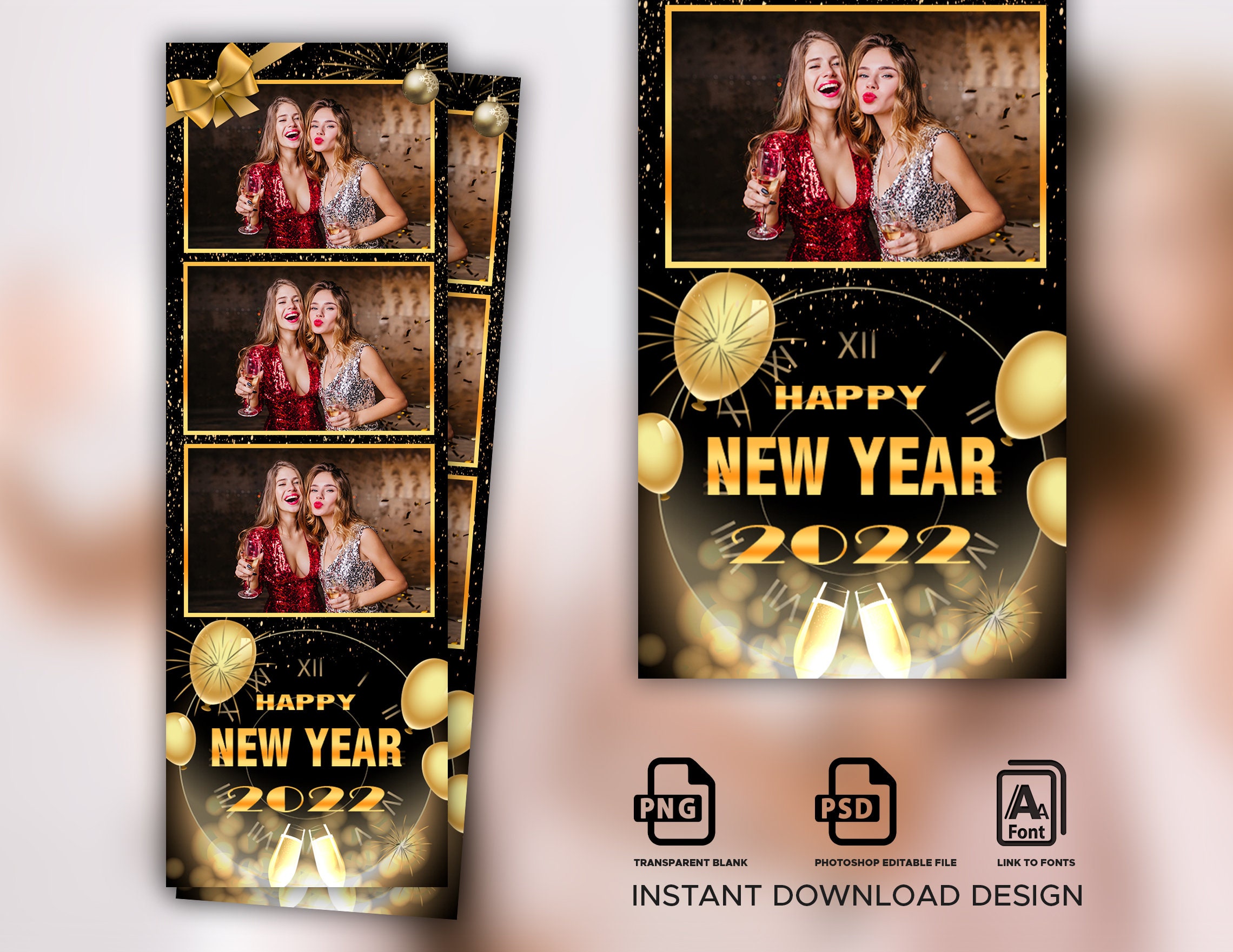 Happy New Year Photo Booth Template New Year Photo Booth - Etsy