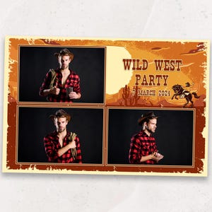 Wild West Photo Booth Template | Cowboy Party | 4x6 Photobooth Template | Western Style Photo Booth Overlay | PNG, PSD Instant Download