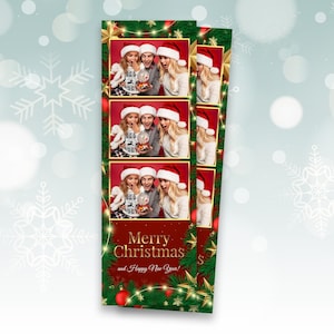 Photo Booth Template | Christmas Photobooth Template | 2x6 Strip | Holiday Party | Traditional Red & Green | XMAS | PNG PSD Instant Download