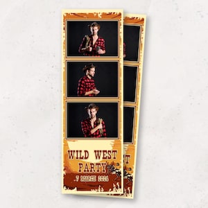 Wild West Photo Booth Template | Cowboy Party | 2x6 Photobooth Template | Western Style Photo Booth Overlay | PNG, PSD Instant Download