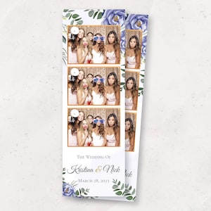 Photobooth Template | Elegant Wedding Photo Booth Template | 2x6 Strip Photo Booth Overlay | Purple Floral | Bridal Shower