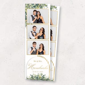 Photobooth Template | Elegant Greenery Wedding Photo Booth Template | 2x6 Wedding Photo Booth Overlay | Modern Floral Wedding