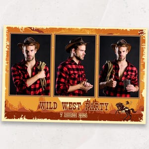Wild West Photo Booth Template | Cowboy Party | 4x6 Mirror Photobooth Template | Western Photo Booth Overlay | PNG, PSD Instant Download