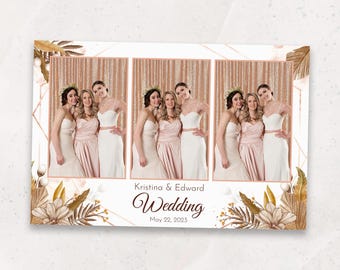 Wedding Photobooth Template | Boho Rustic Wedding Photo Booth Template | 4x6 Mirror Photobooth Overlay | PNG, PSD Instant Download