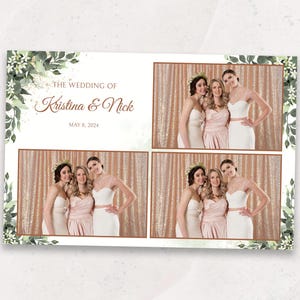 Wedding Photobooth Template | Elegant Greenery Wedding Photo Booth Template | Watercolor Floral Photo Boooth Overlay | 4x6 | Bridal Shower