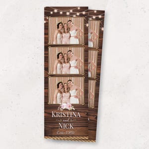 Rustikale Hochzeit Photobooth Vorlage | Holz & Lichterkette | 2x6 Streifen Photobooth Overlay | PNG, PSD Sofort-Download