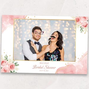 Photobooth Template | Bridal Shower Photo Booth Template | 4x6 Photobooth Overlay | Blush Pink Watercolor Roses