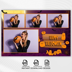 Modèle de photomaton, modèle de photomaton Halloween, modèle de photomaton 4 x 6, fête d'Halloween, joyeux Halloween, carte postale 4 x 6