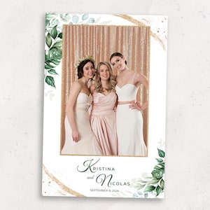 Photobooth Template | Wedding Photo Booth Template | 4x6 Portrait Greenery Photo Booth Overlay | PNG, PSD Instant Download