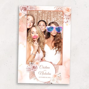 Wedding Photobooth Template | Rustic Boho Wedding Photo Booth Template | 4x6 Photobooth Overlay | Elegant Floral Wedding