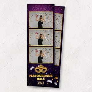 Masquerade Photo Booth Template | Mardi Gras Photobooth Template | 2x6 Photo Booth Overlay | PNG, PSD Instant Download