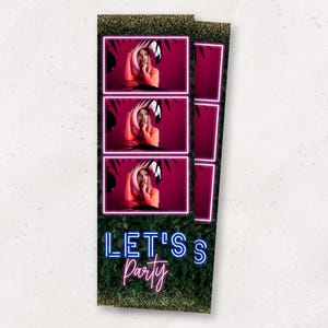 Photobooth Template | Garden Neon Party Photo Booth Template | 2x6 Strip Neon Garden Photobooth Overlay | PNG, PSD Instant Download