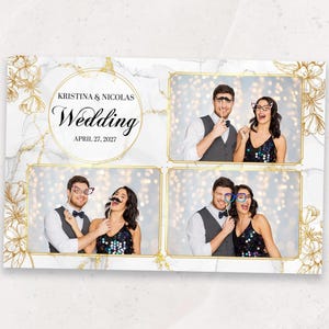 Plantilla para fotomatón de boda / Plantilla para fotomatón de mármol dorado / Elegante superposición para fotomatón 4x6 / Despedida de soltera / Aniversario