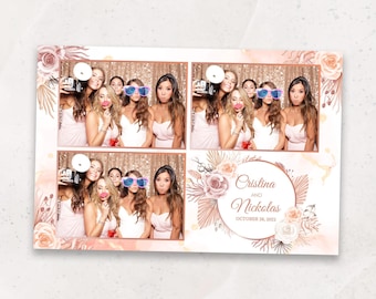 Boho Wedding Photobooth Template | Elegant Floral 4x6" Photo Booth Templates (Digital Download)