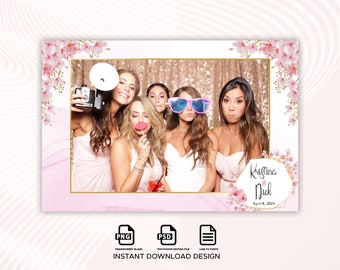 Wedding Blossom Photo booth Template, Blossom Photo Booth Template, Photo Booth Template, 4x6 Overlay, Spring photobooth overlay