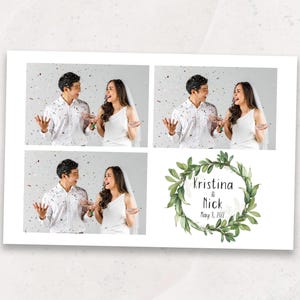 Greenery Wreath Wedding Photo Booth Template | Modern 4x6 Photo Booth Overlay | Minimal Botanical Photobooth Overlay