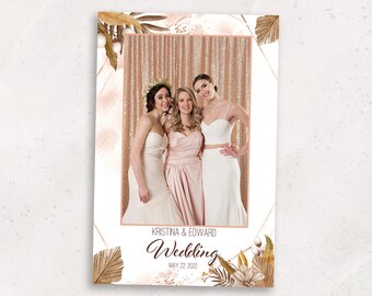 Wedding Photobooth Template | Boho Rustic Wedding Photo Booth Template | 4x6 Portrait | Photobooth Overlay | Elegant Floral Wedding Template
