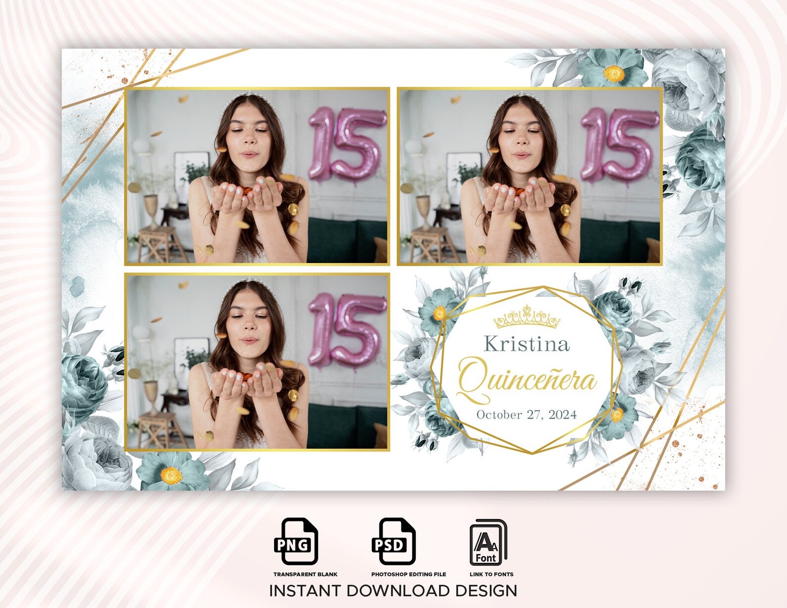 Photo Booth Template Quinceanera Photo Booth Template Sweet Etsy