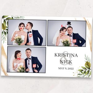 Elegant Minimalist Wedding Photo Booth Template | 4x6 Photobooth Overlay | Greenery Wedding Template | PNG, PSD Instant Download