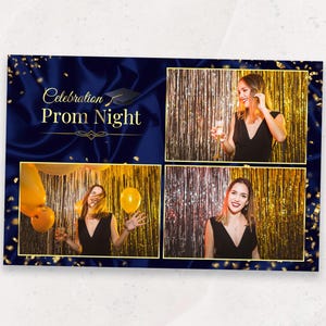 Prom Photobooth Template | Navy Blue and Gold Elegant Party Overlay | Grad Photo Booth Template | Photo Booth Overlay | 4x6
