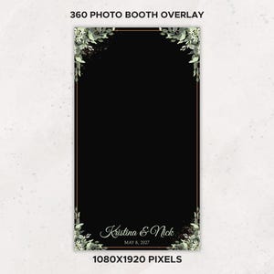 Plantilla de fotomatón 360 para bodas / Elegante superposición de cabina 360 con vegetación / 1080x1920 / Superposición de video giratorio 360 / PNG, PSD descarga instantánea