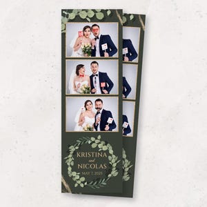 Modèle de photomaton de mariage | de photomaton de mariage vert chasseur | Douche nuptiale | Anniversaire | Superposition de photomaton 2 x 6 | Eucalyptus
